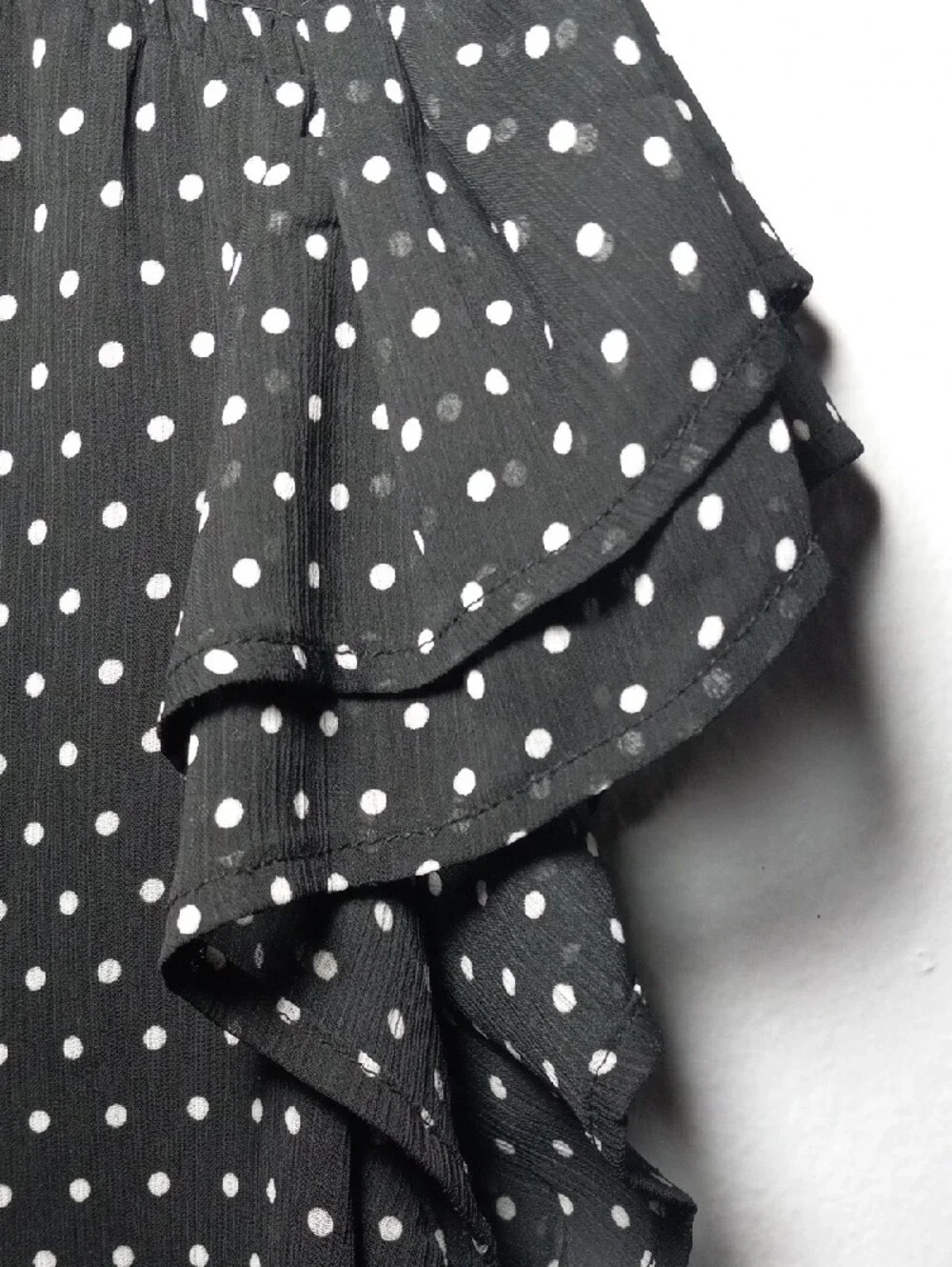 CeCe Black and White Polka Dot Tie-Neck Blouse - Picture 4 of 7